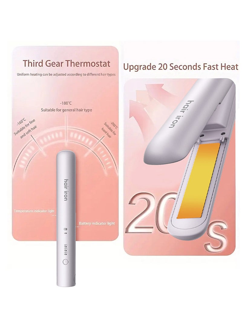 Mini wireless straightener rechargeable portable USB clip bangs curling straight dual-purpose dormitory magic straightener - Image 4